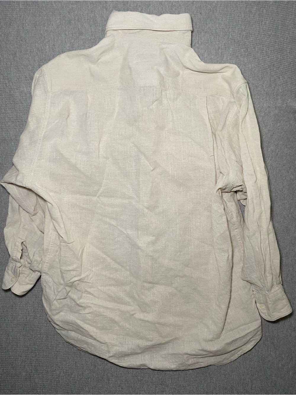 MINO LOMBARDI Mens Long Sleeve Shirt Size Small Beige Cotton Flawed - Picture 3 of 8